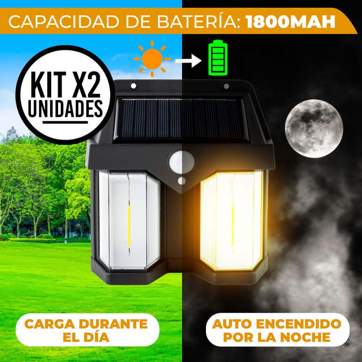 ENERGY PLUS - Set x2 Lámparas Solares Exterior con Sensor de Movimiento