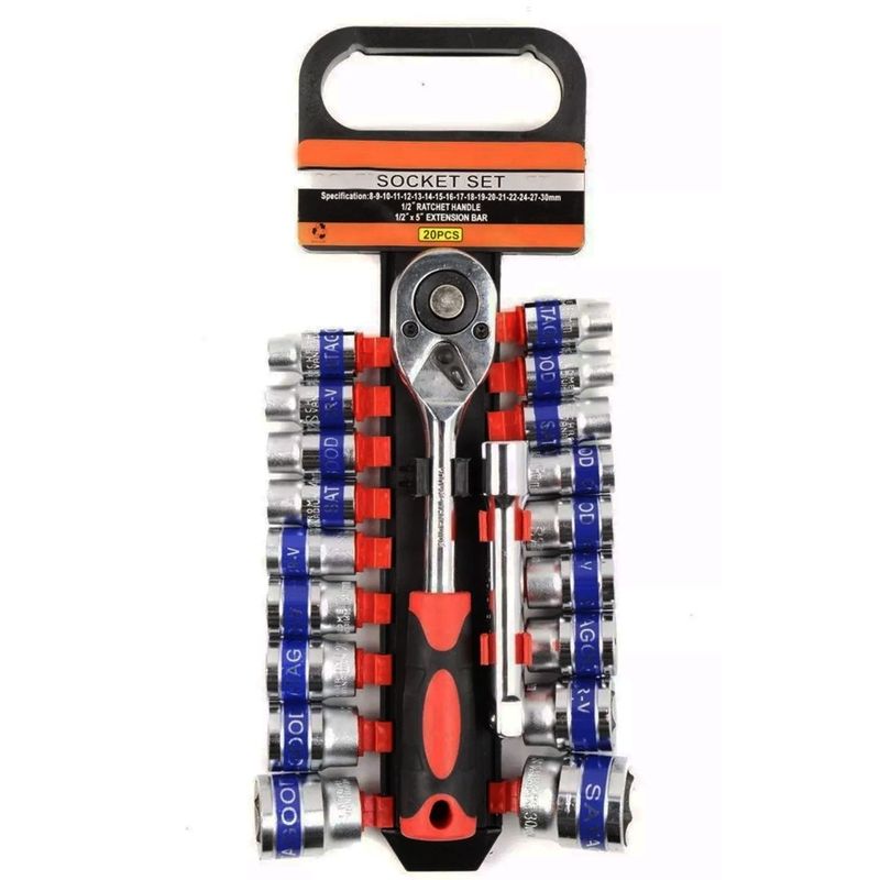 GENERICO - Juego De Copas Con Ratchet 1/2'' Kit 20 Piezas Carro Moto