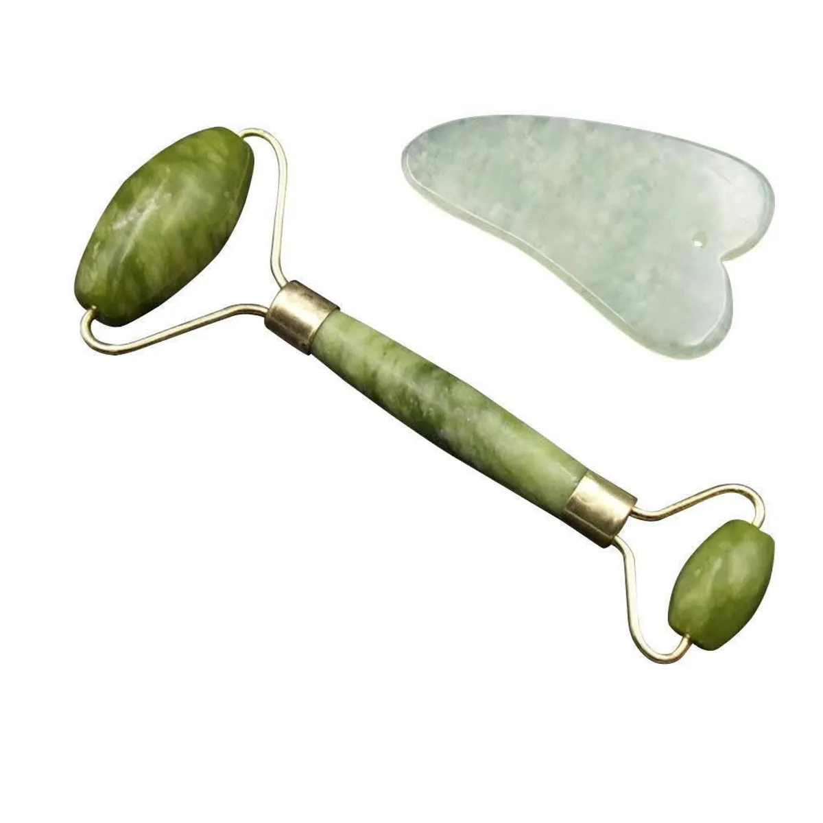 GENERICO - Rodillo Jade Gua Sha Tratamiento Facial Kit Cara Natural