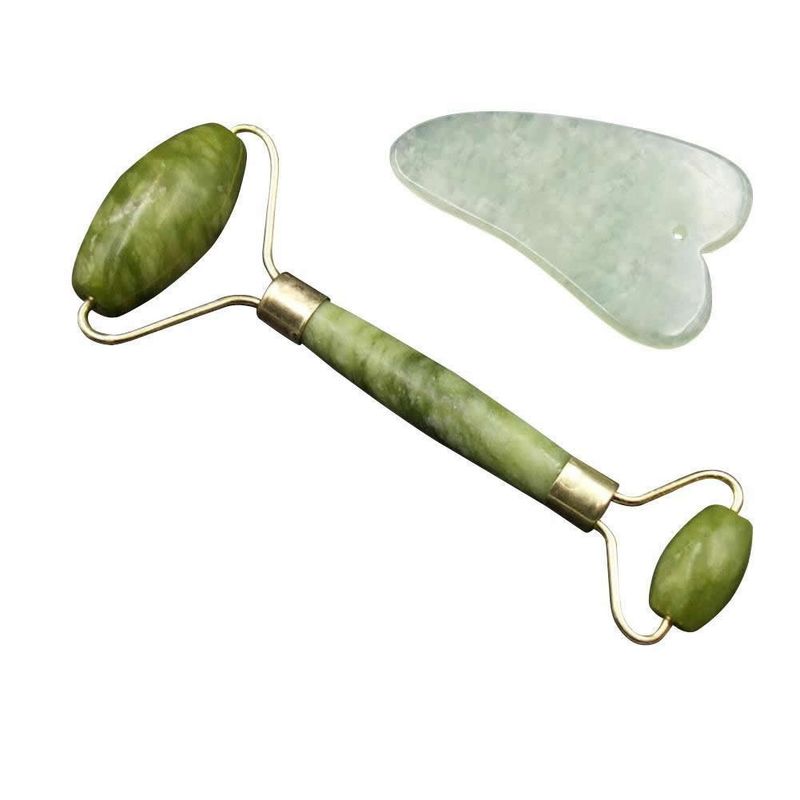 GENERICO - Rodillo Jade Gua Sha Tratamiento Facial Kit Cara Natural