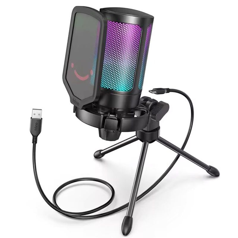 FIFINE - Micrófono Fifine AmpliGame A6V Condensador Cardioide color negro