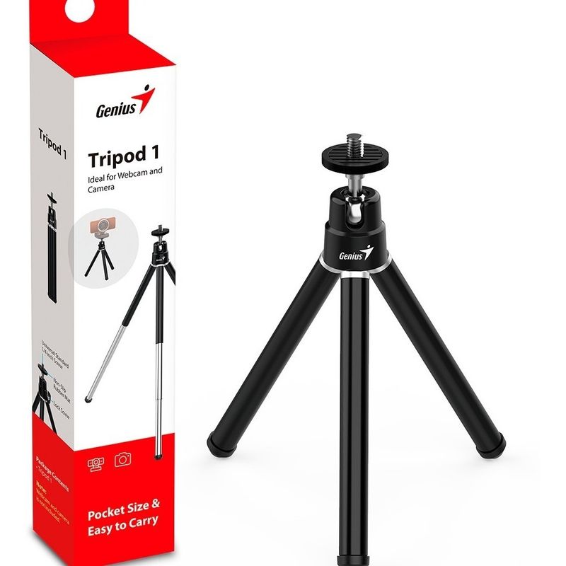 GENIUS - Mini Tripode Ajustable Cámara y Webcam Mesa Soporte Genius