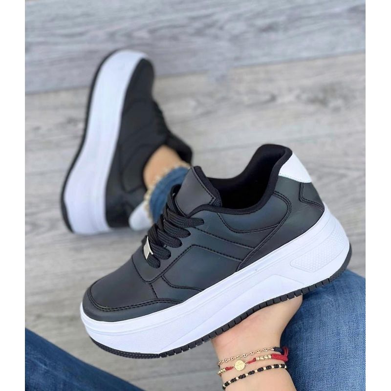 GENERICO - Tenis Negro Dama Zapatillas Zapatos Mujer Lindos Moda Casual