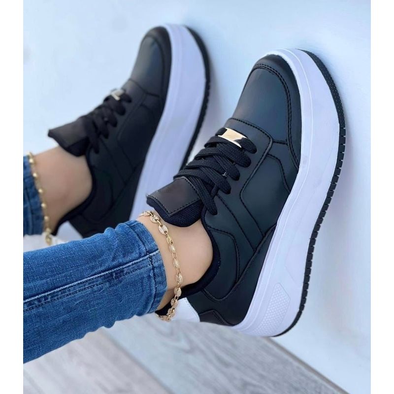 GENERICO - Tenis Negro Dama Zapatillas Zapatos Mujer Lindos Moda Casual