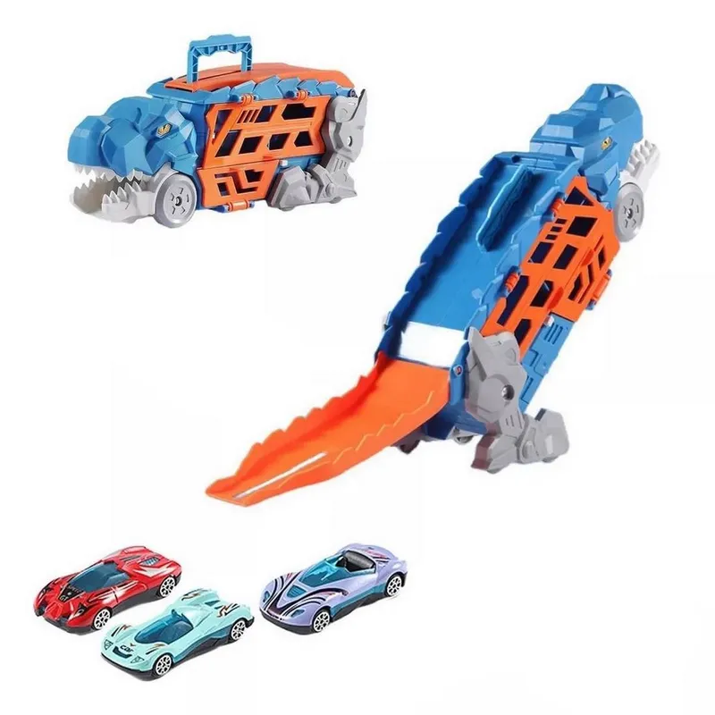 GENERICO - Camion Tractomula Dinosaurio Catapulta Pista Carros Carrera