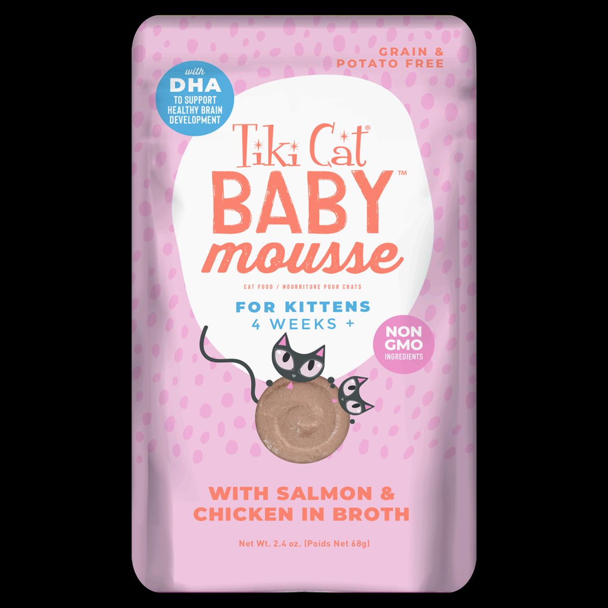 CATLIKE - Alimento Tiki Cat Baby Mousse Pollo Y Salmon 68gr Pouch