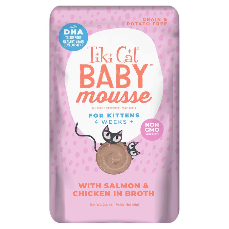 CATLIKE - Alimento Tiki Cat Baby Mousse Pollo Y Salmon 68gr Pouch