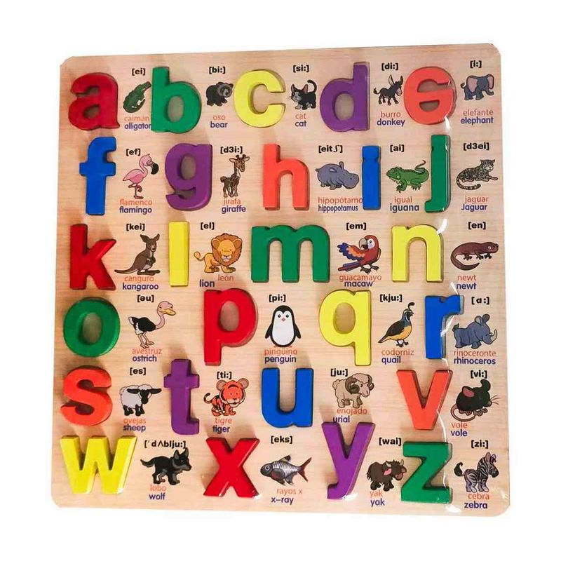 GENERICO - Juego Madera Letra Abecedario Animales En Ingles Encastre