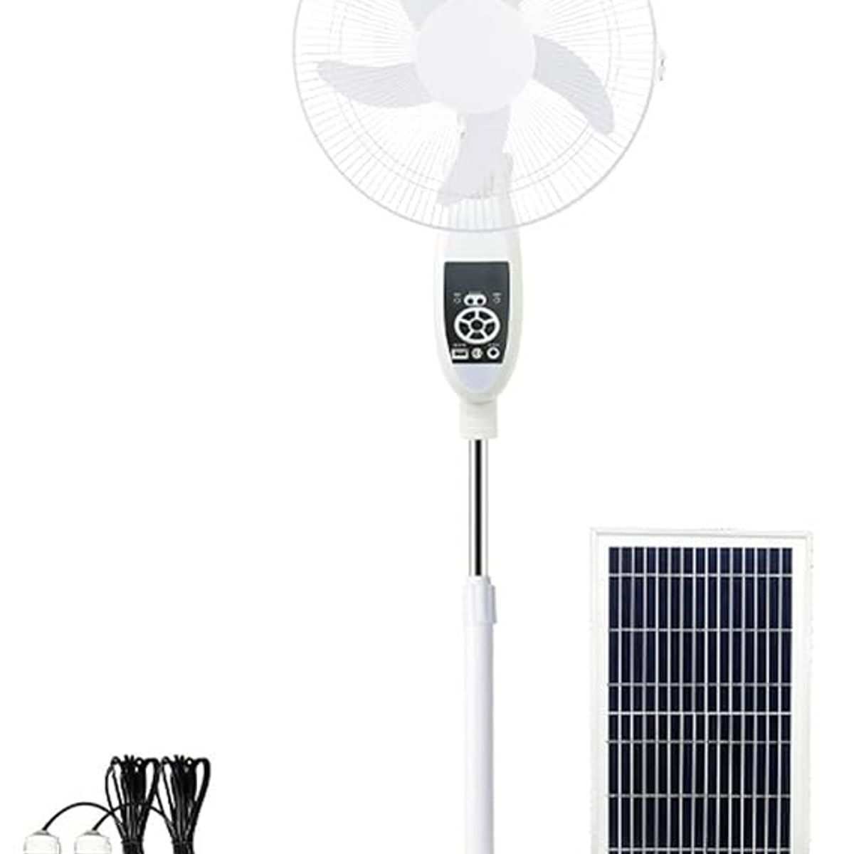 GENERICO - Ventilador Recargable Con Panel Solar + Dos bombillos