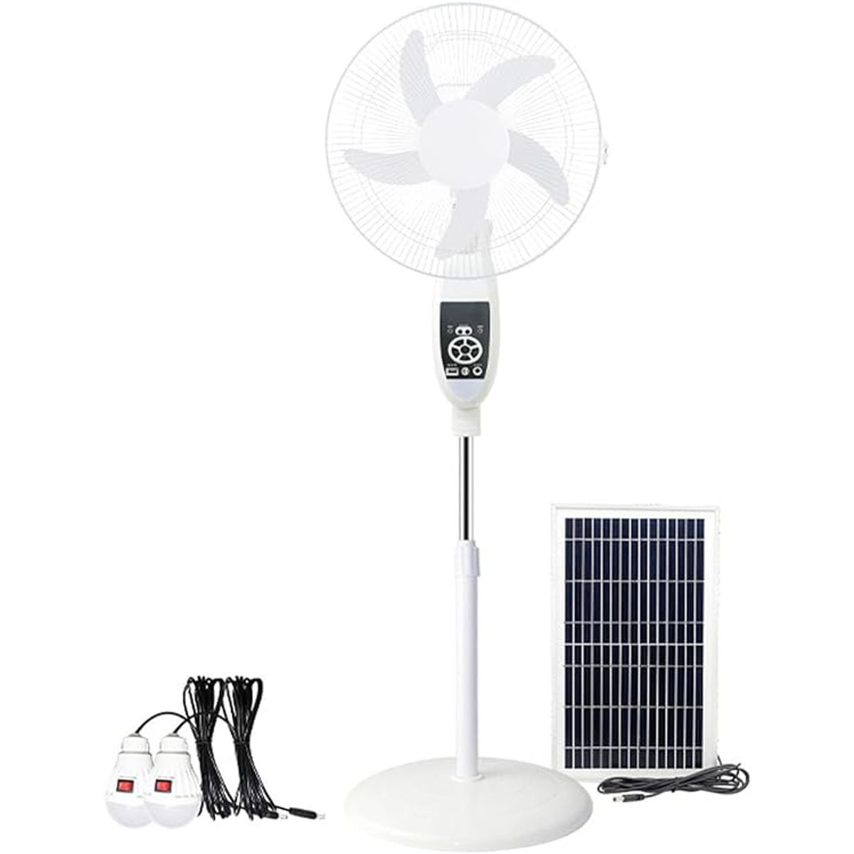 GENERICO - Ventilador Recargable Con Panel Solar + Dos bombillos