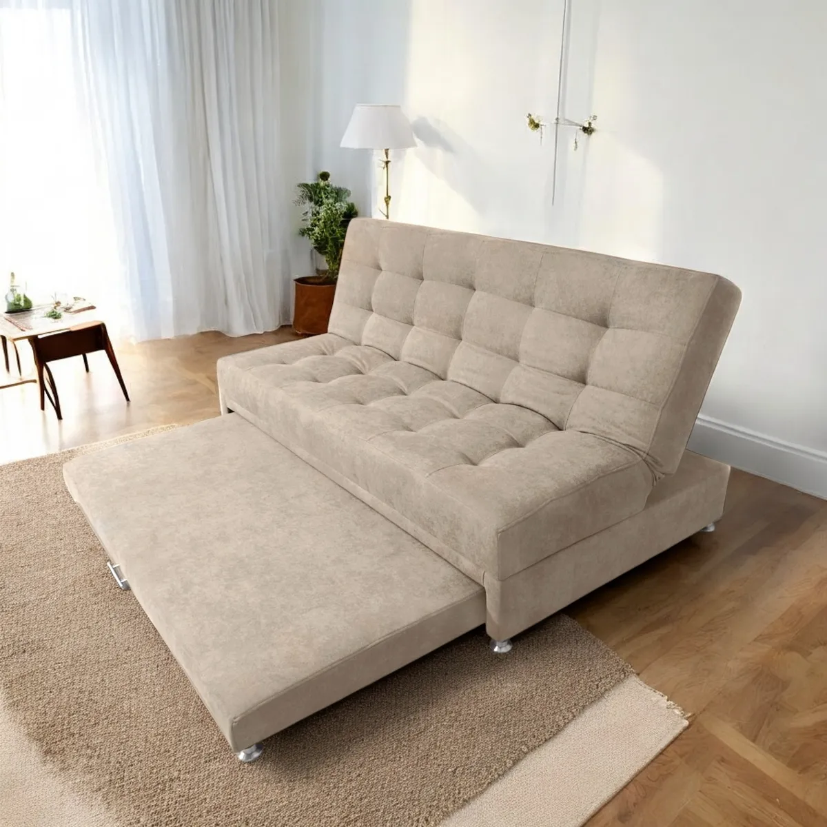 MUEBLES ONLINE - Sofa cama Nido Tarima Brooke Tela Camel