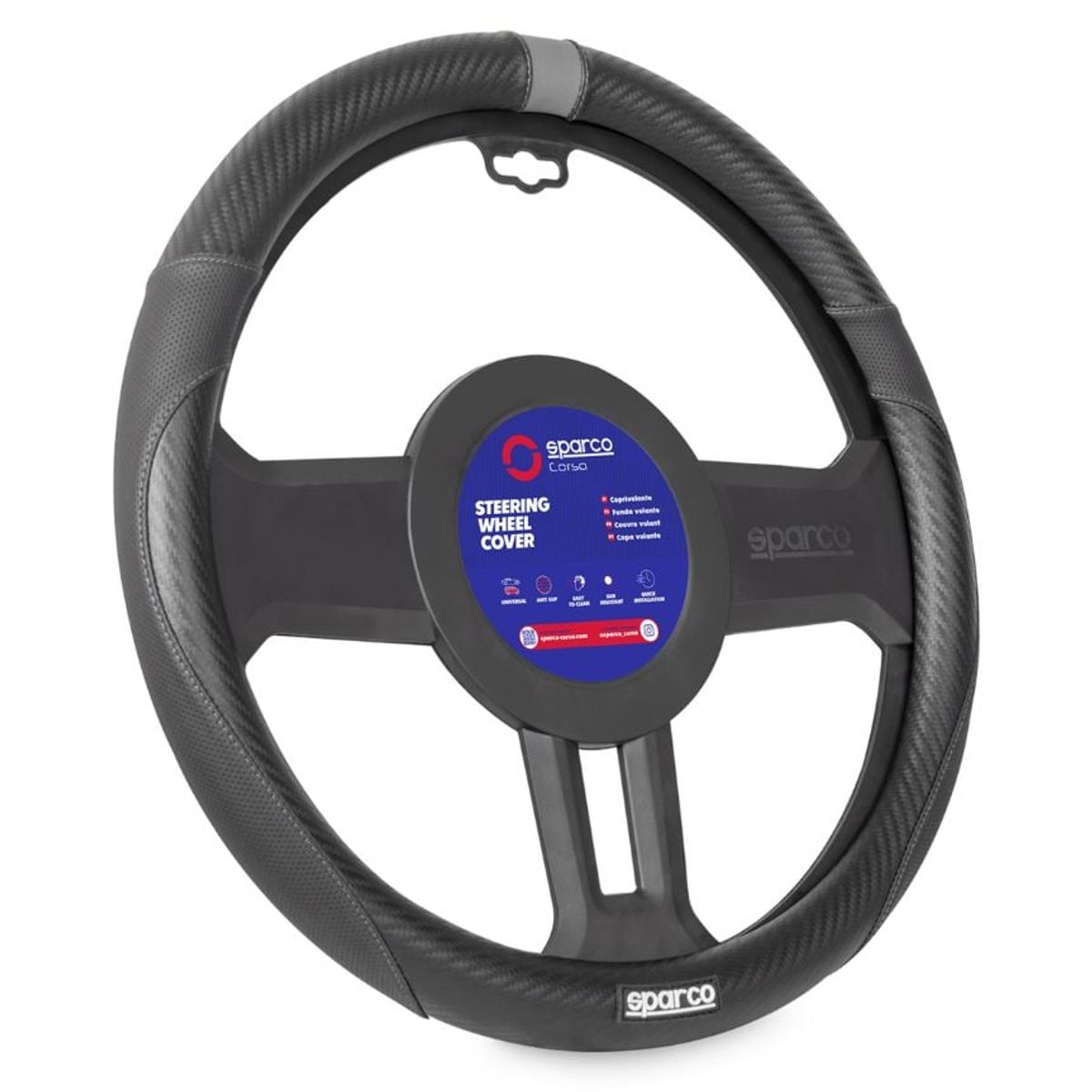 SPARCO - Cubre Volante Carro Negro y Gris Protector Sparco SPS123GR