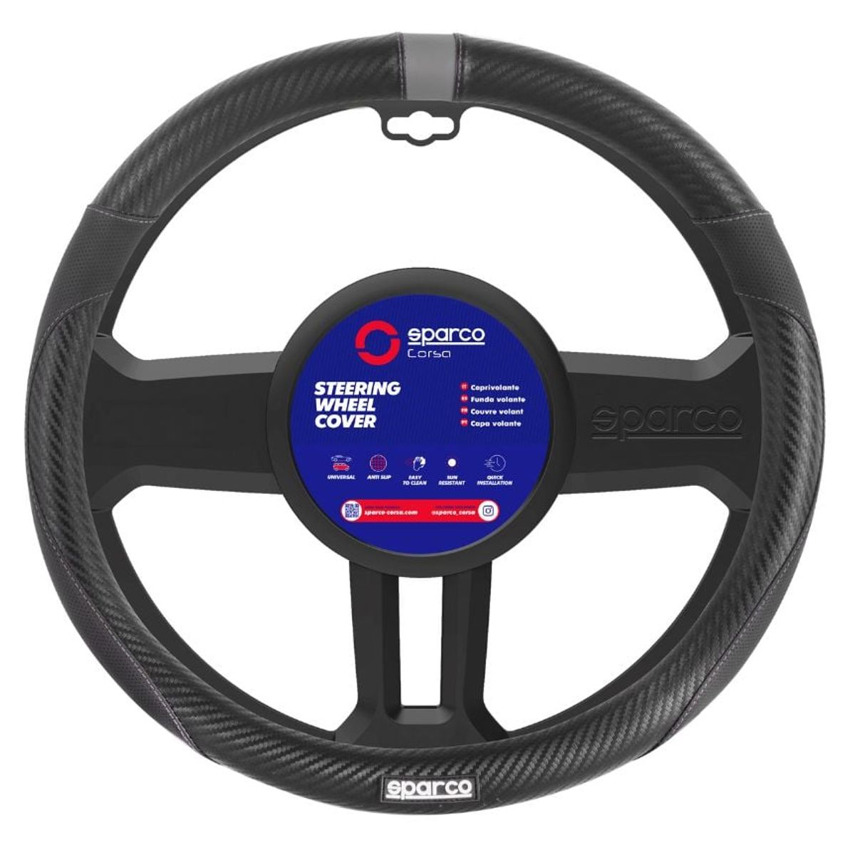 SPARCO - Cubre Volante Carro Negro y Gris Protector Sparco SPS123GR