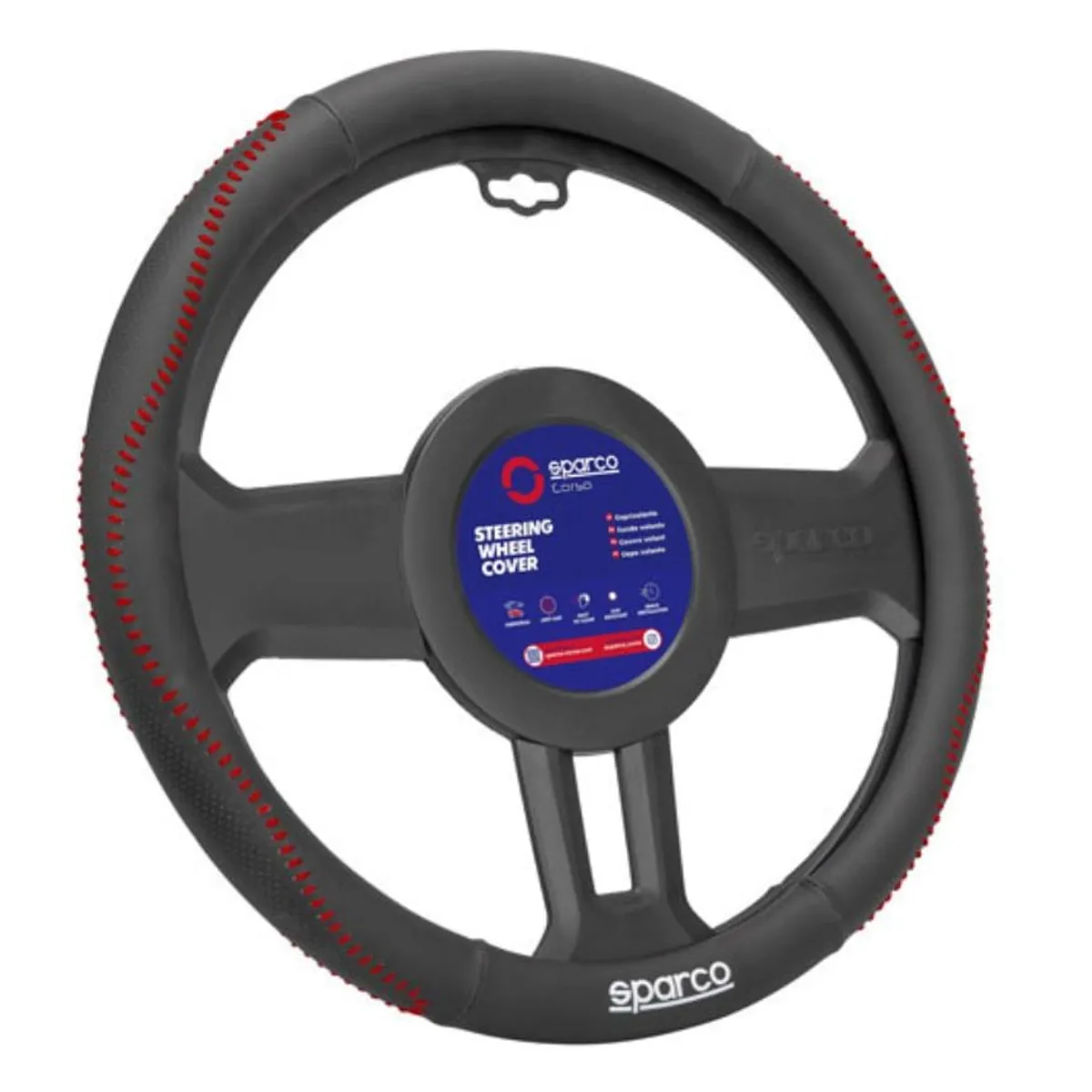 SPARCO - Cubre Volante Negro y Costura Roja PVC Sparco SPS134RD
