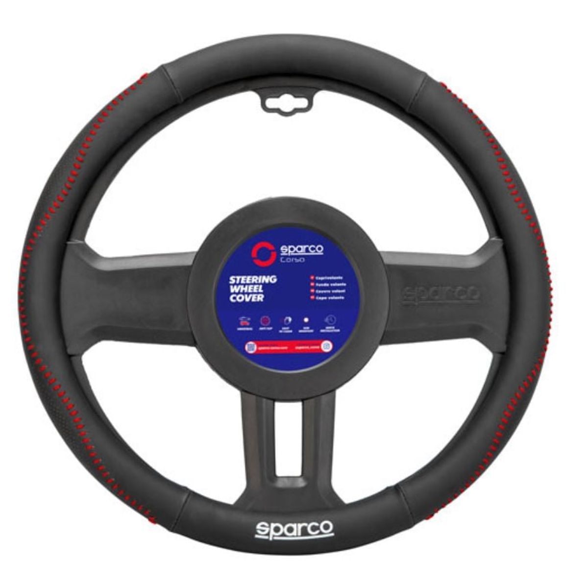 SPARCO - Cubre Volante Negro y Costura Roja PVC Sparco SPS134RD