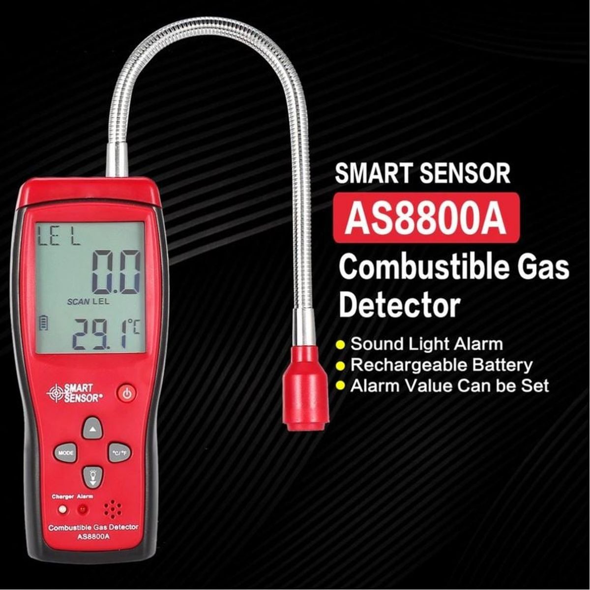 GENERICO - Detector Digital Medidor Fugas Gas Natural Propano Pantalla