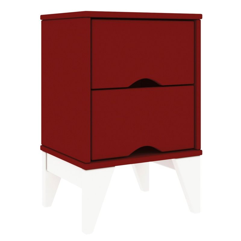 AKIVOY - Mesa de noche Twister 2 Cajones Color Carmin