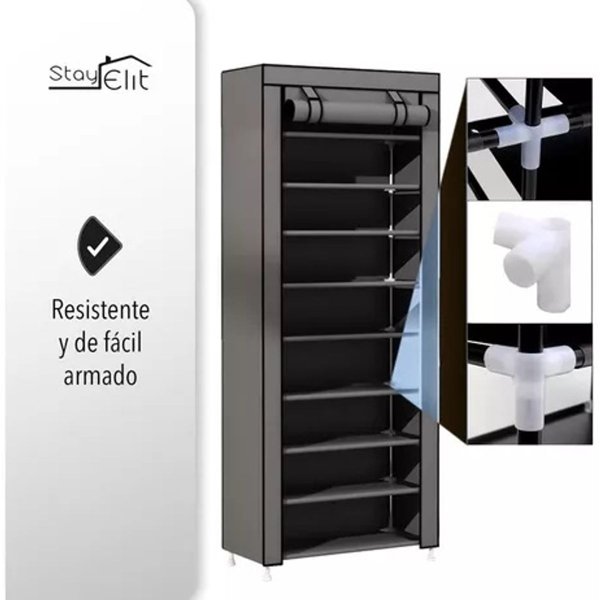 GENERICO - Zapatera Closet De 9 Niveles Armable Color Gris