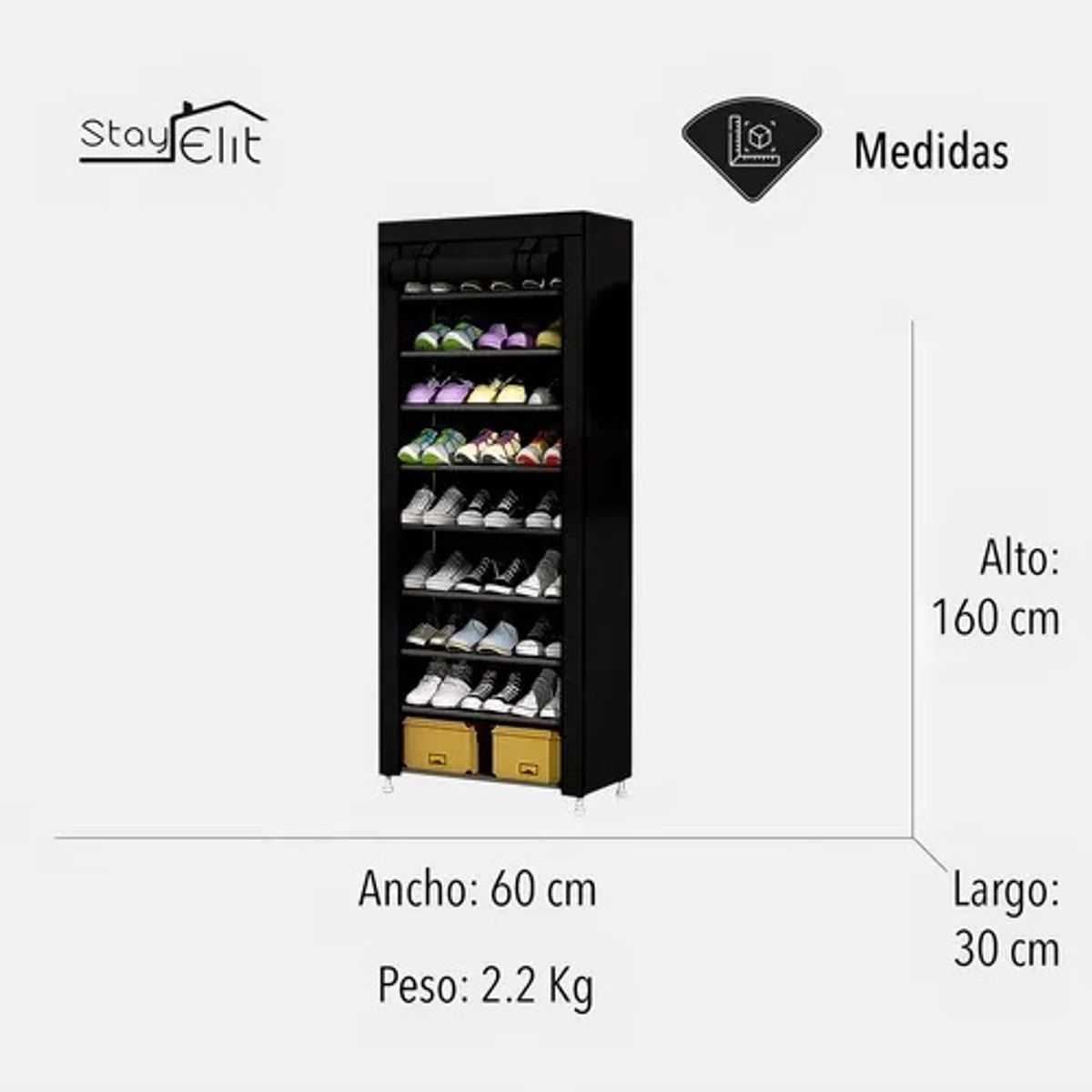 GENERICO - Zapatera Closet De 9 Niveles Armable Color NEGRO