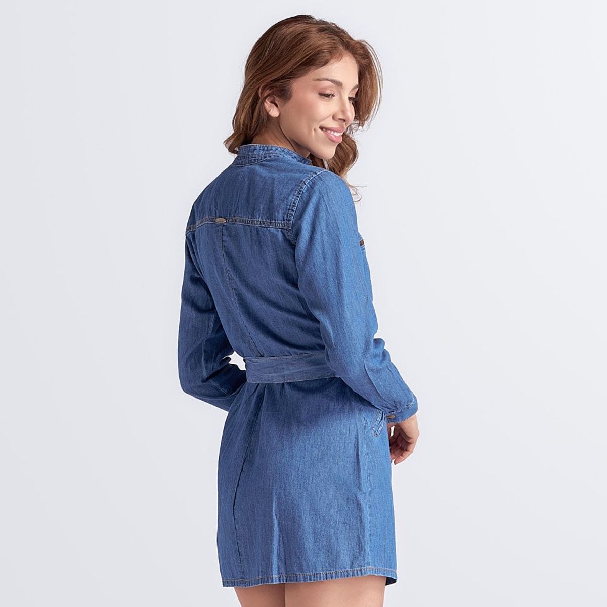UNSER - Vestido Para Mujer En Indigo Con Cremallera En Delantero Y Cinturon Unser