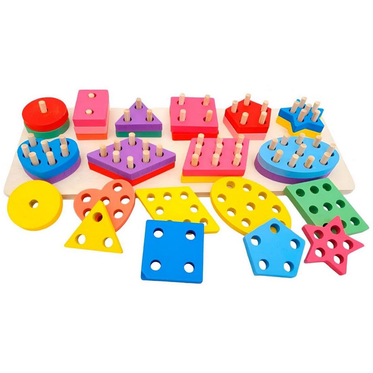 GENERICO - Juego Set Columnas Encastre Figuras Geometria Desarrollo