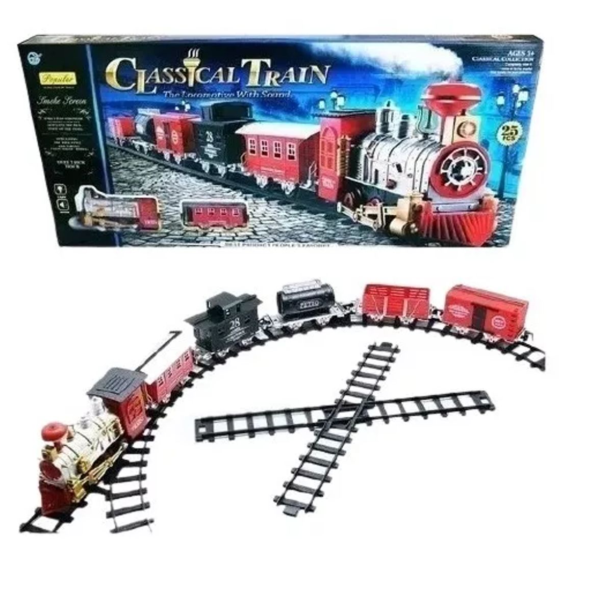 GENERICO - Tren Clásico Navideño De 5 Vagones 740 Cm Luz Humo Y Sonido