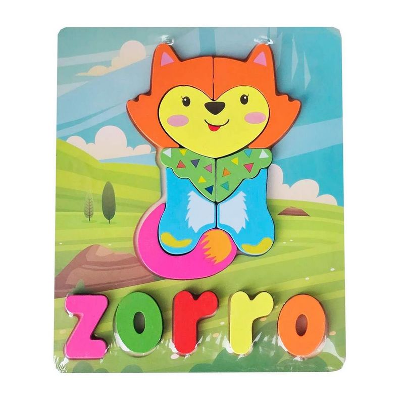 GENERICO - Rompecabezas Didáctico Multicolor Figura Zorro Letras Niños