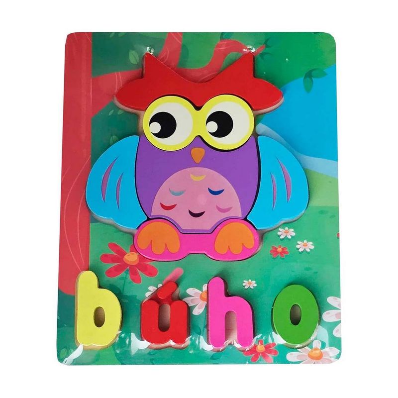 GENERICO - Rompecabezas Didáctico Multicolor Figura Buho Letras Niños