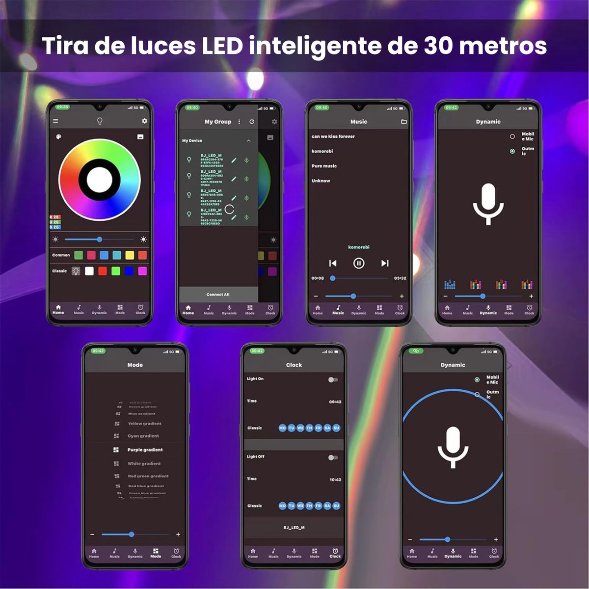 GENERICO - Luces Led Rgb De 30 Metros Con Control Y App Inteligente