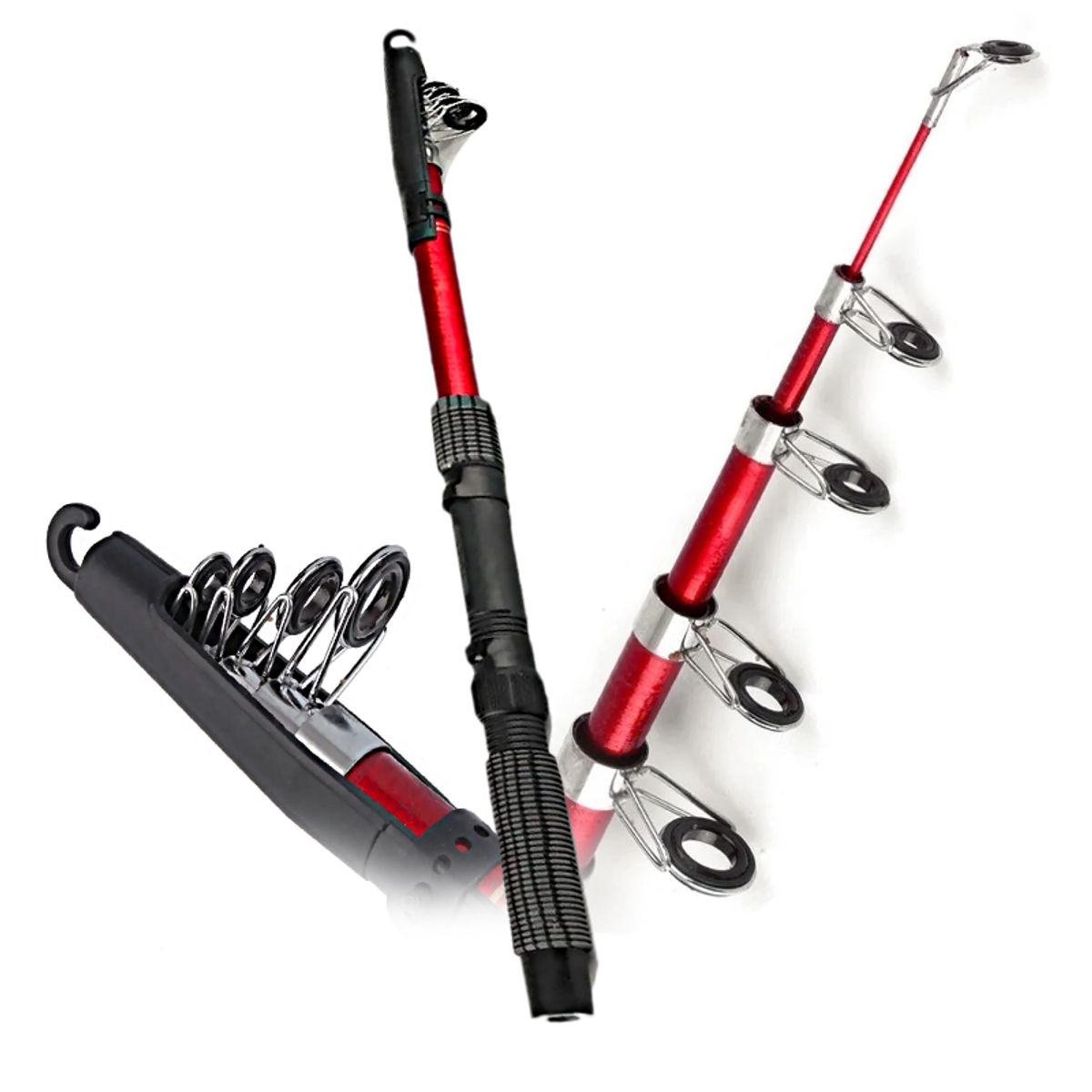 GENERICO - Kit X 2 Cañas De Pescar De 2.10mt Bara + Carretel + Nailon