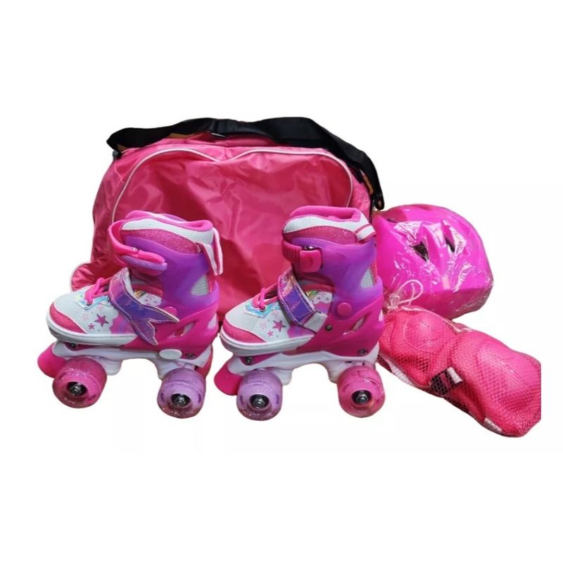 SPORT - Kit patines Sport semiprofesionales 4 ruedas Fucsia