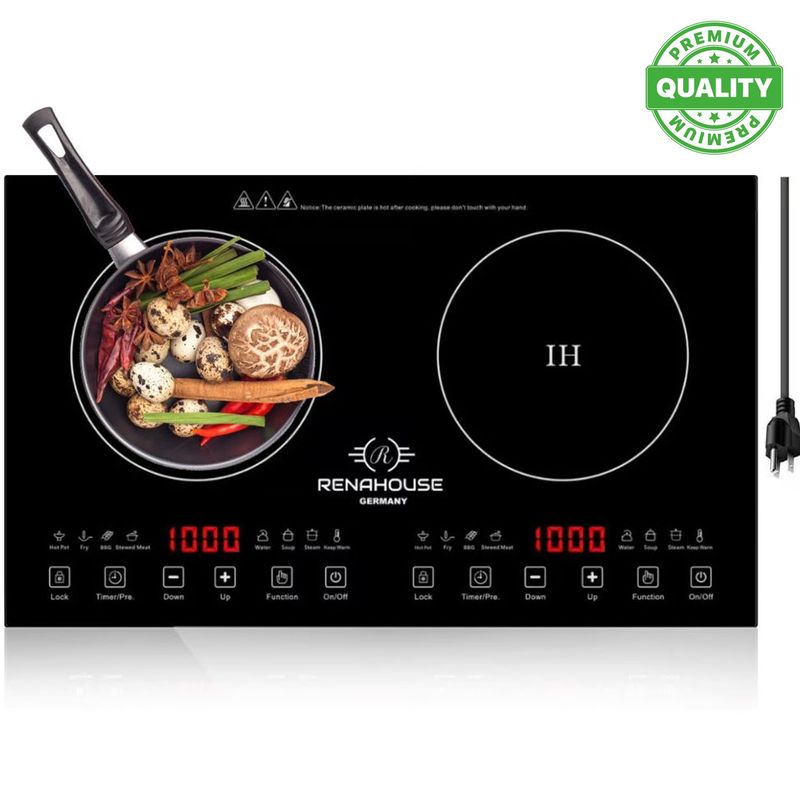 RENAHOUSE - Estufa De Induccion 2 Quemadores 4 Programas 9 NIveles 200w