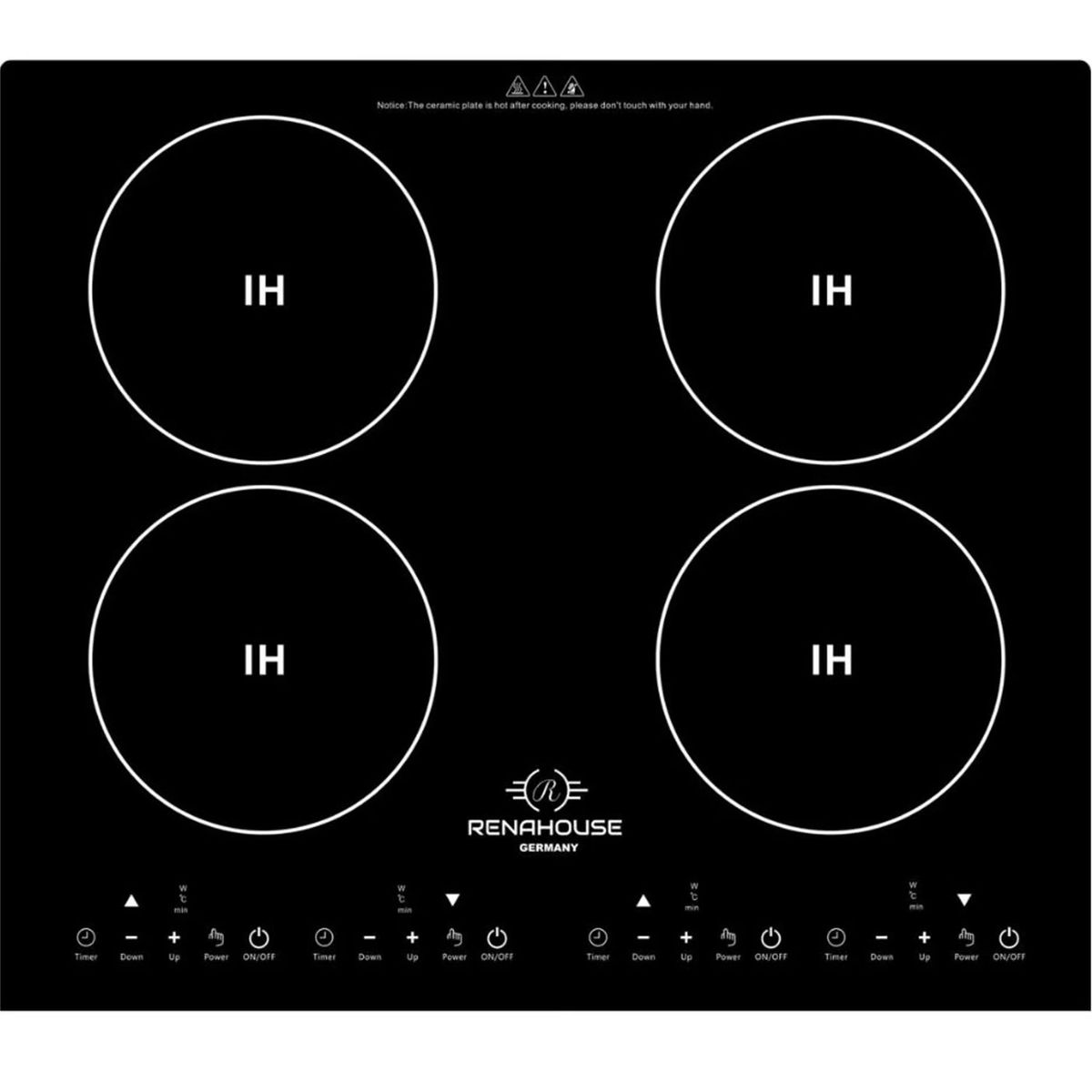 RENAHOUSE - Estufa De Induccion 4 Quemadores 4 Programas 9 Niveles 3600w