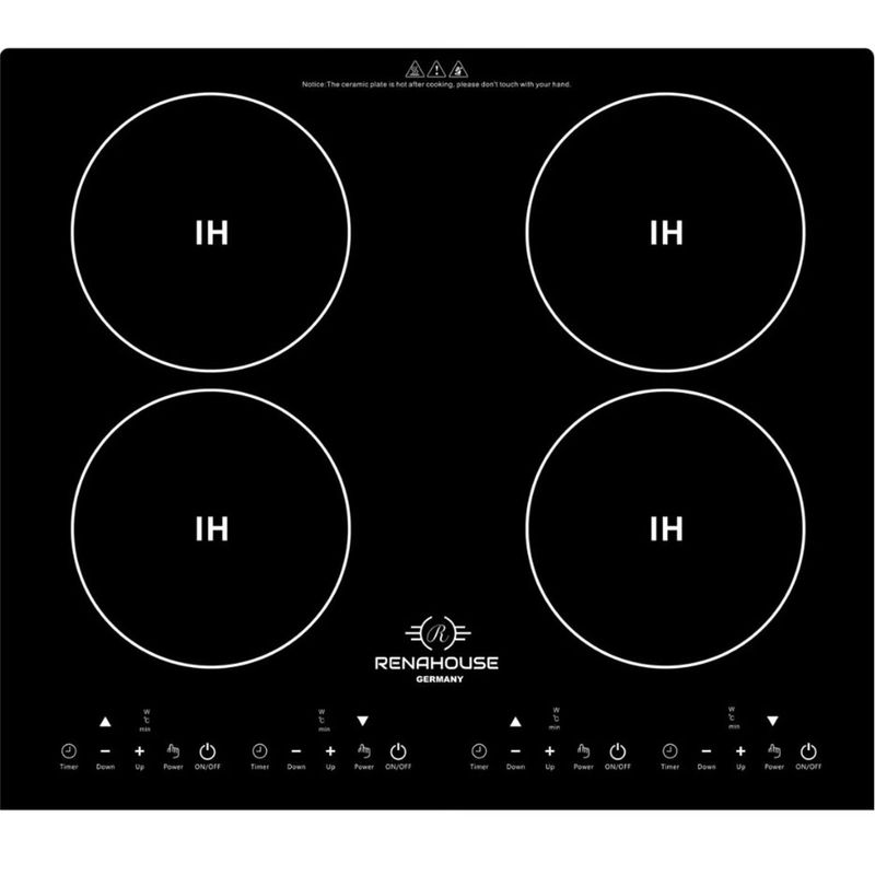 RENAHOUSE - Estufa De Induccion 4 Quemadores 4 Programas 9 Niveles 3600w