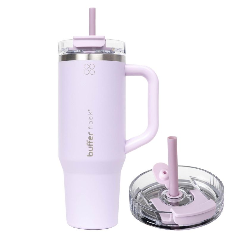 BUFFER FLASK - Termo Vaso Termico 1.2 lt Buffer Acero Inox + Pitillo - Lila