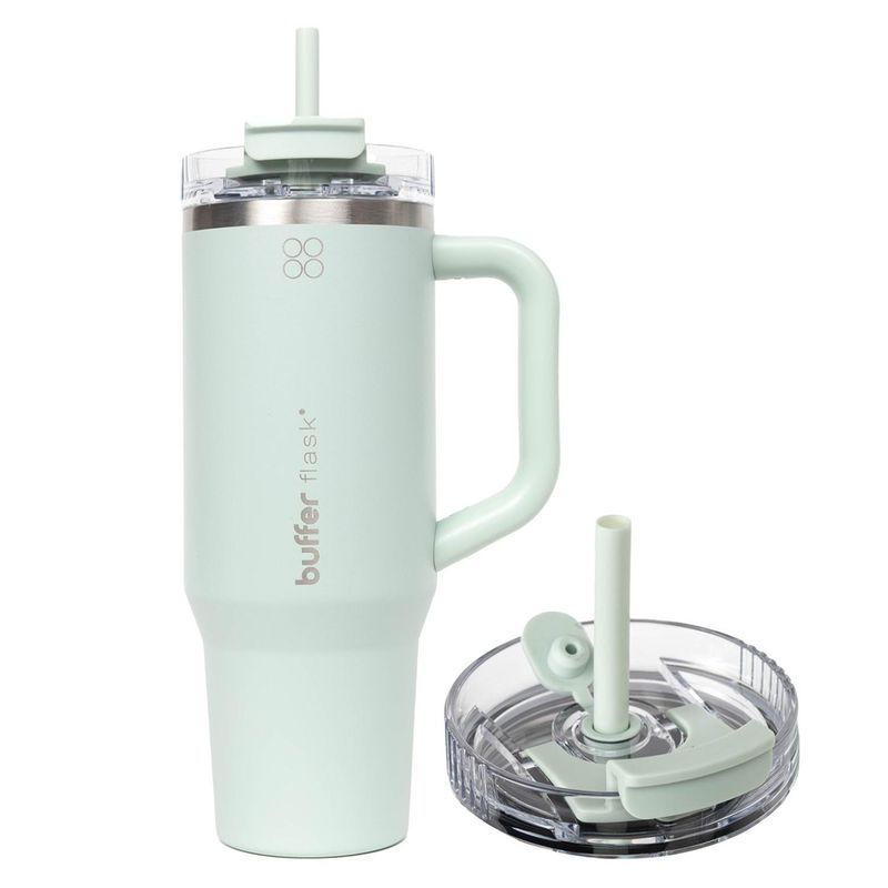 BUFFER FLASK - Termo Vaso Termico 1.2 lt Buffer Acero Inox + Pitillo - Verde