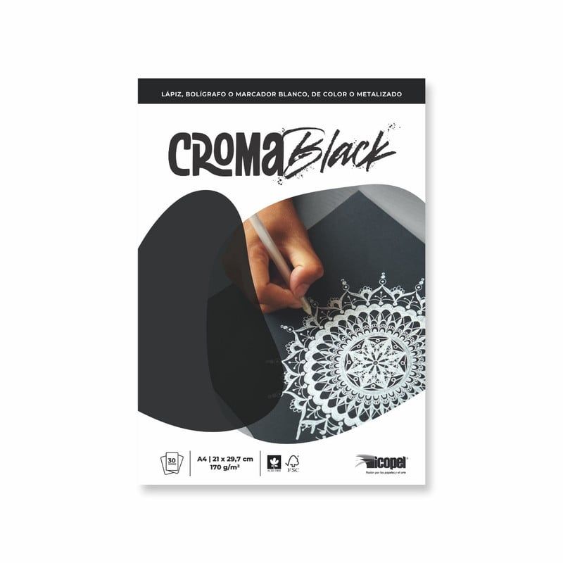 ICOPEL - Block Croma Black 170 g - A4 x 30 Hjs