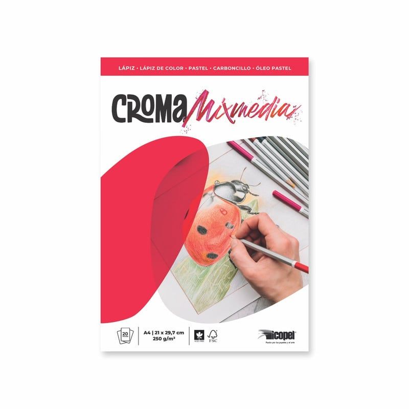 ICOPEL - Block Croma Mixmedia 250 g - A4 x 20 Hjs