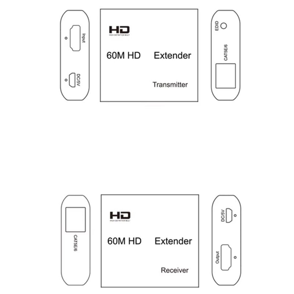 GENERICO - Extensor Hdmi 1080p Largo Alcance Sobre Cable Cat 56 60m