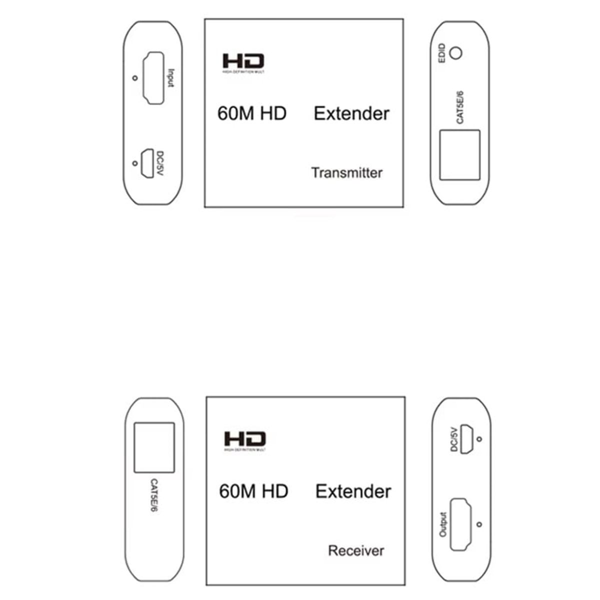 GENERICO - Extensor Hdmi 1080p Largo Alcance Sobre Cable Cat 56 60m