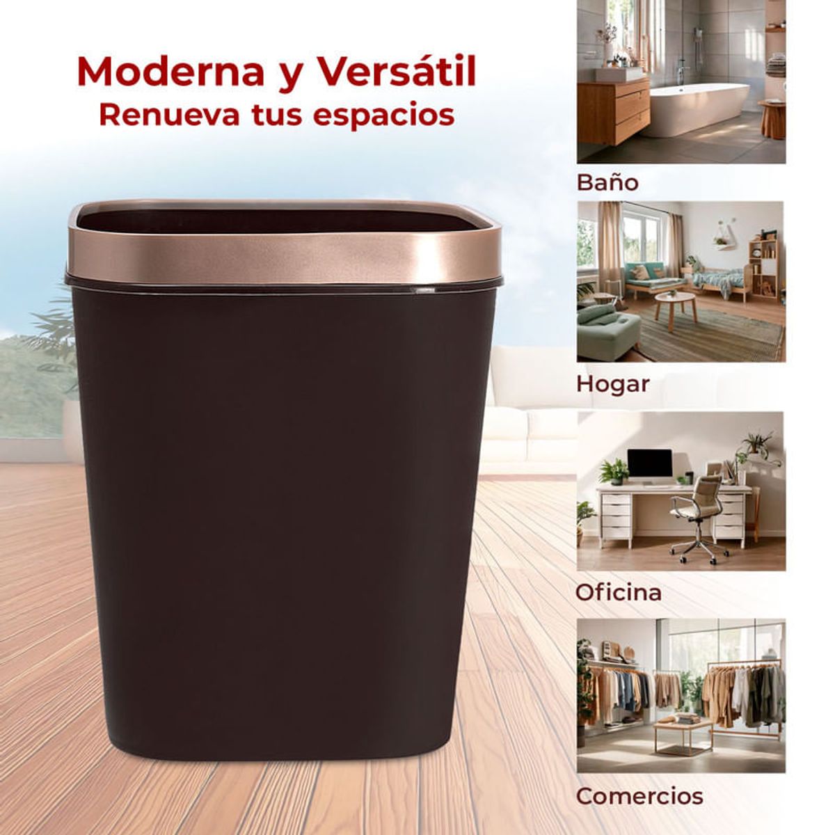 ENERGY PLUS - Cesto de Basura 15L con Pisa Bolsa Caneca Plástica Moderna