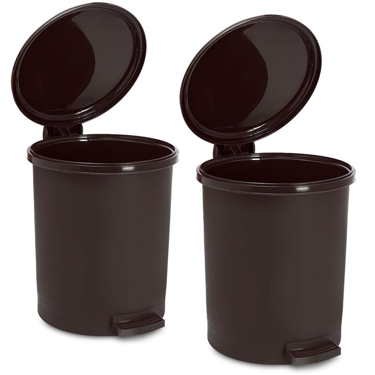 ENERGY PLUS - Kit x2 Papelera Circular con Pedal 13L  Diseño Moderno Café