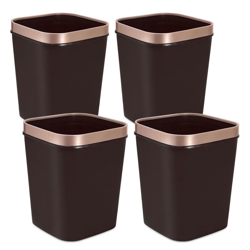 ENERGY PLUS - Kit x4 Cesto de Basura 15L con Pisa Bolsa Caneca Plástica