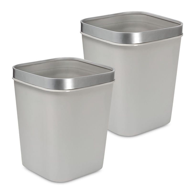 ENERGY PLUS - Kit x2 Cesto de Basura 15L con Pisa Bolsa Caneca Plástica
