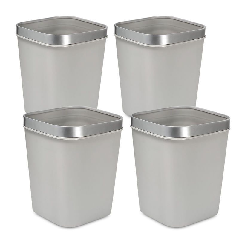 ENERGY PLUS - Kit x4 Cesto de Basura 15L con Pisa Bolsa Caneca Plástica