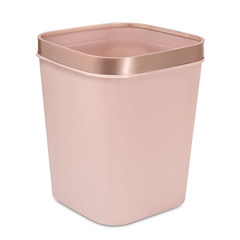 ENERGY PLUS - Cesto de Basura 15L con Pisa Bolsa Caneca Plástica Oro Rosa