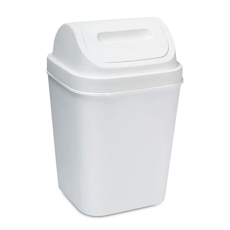 ENERGY PLUS - Cesto Basura 15L Tapa Vaivén - Caneca Hogar Oficina Blanco