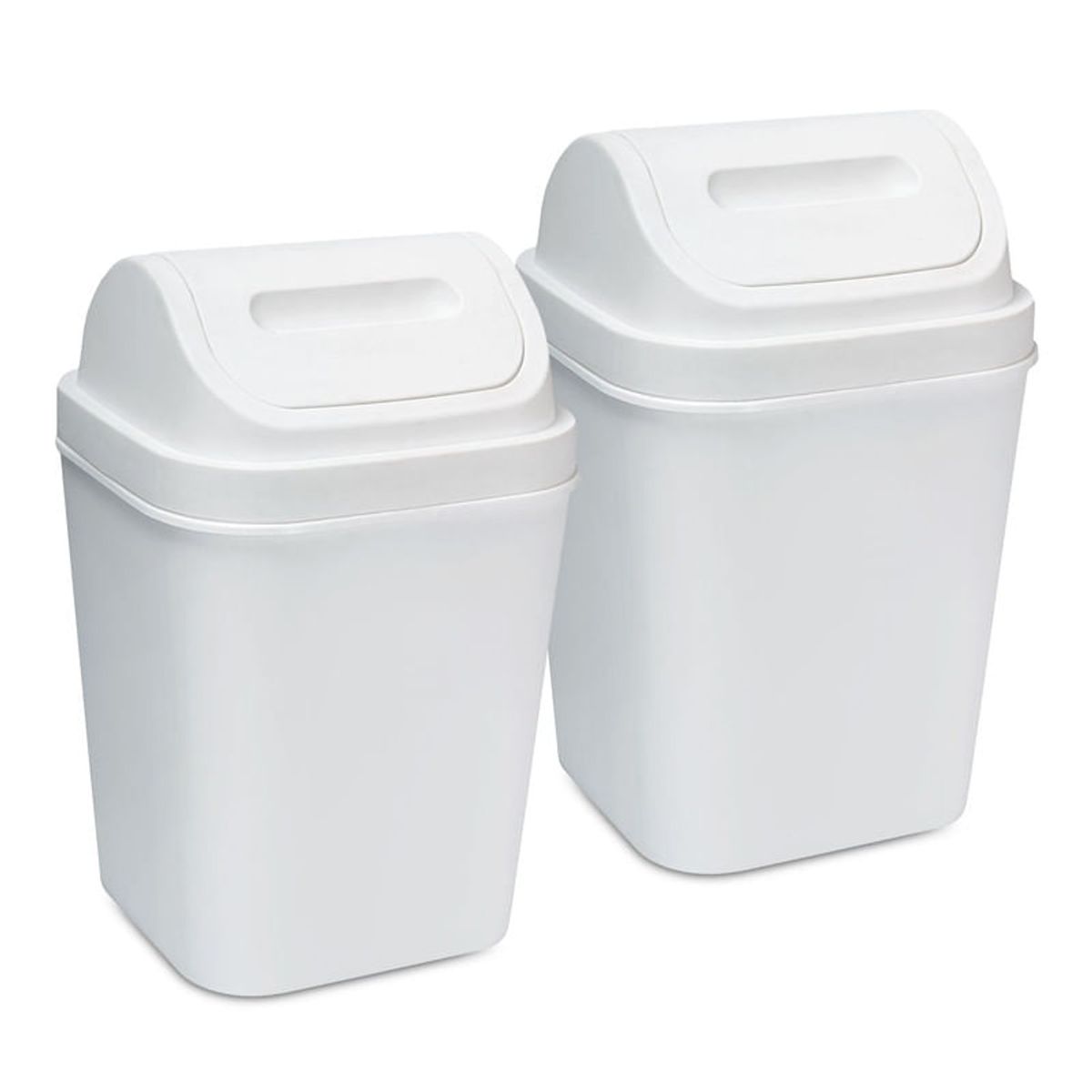 ENERGY PLUS - Kit x2 Cesto de Basura 15L con Tapa Vaivén - Caneca Blanco