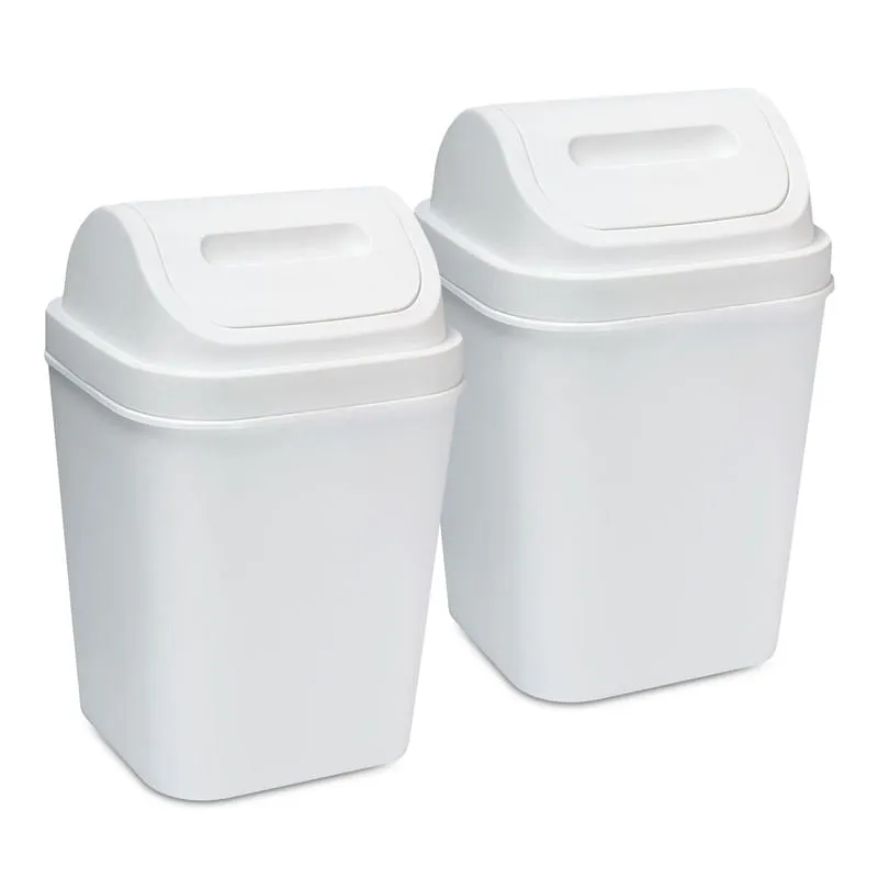 ENERGY PLUS - Kit x2 Cesto de Basura 15L con Tapa Vaivén - Caneca Blanco