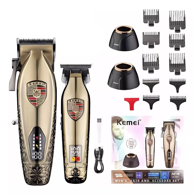 KEMEI - Maquina Peluquera Patillera Profesional Digital Kemei